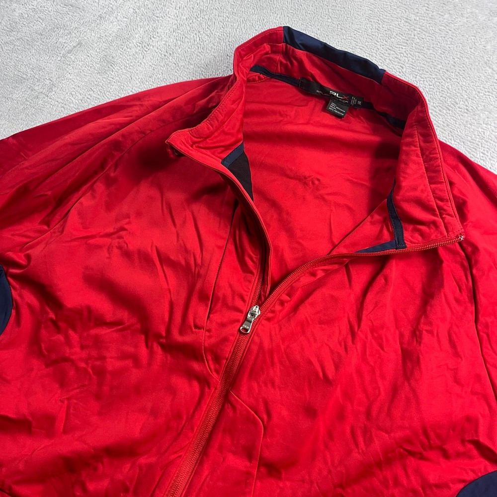 RLX Ralph Lauren Mens XXL Red Navy Blue Full‎ Zip Windbreaker Golf Jacket